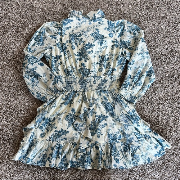Love Shack Fancy x Gap Blue Floral Ruffle Wrap Dress - Picture 5 of 7